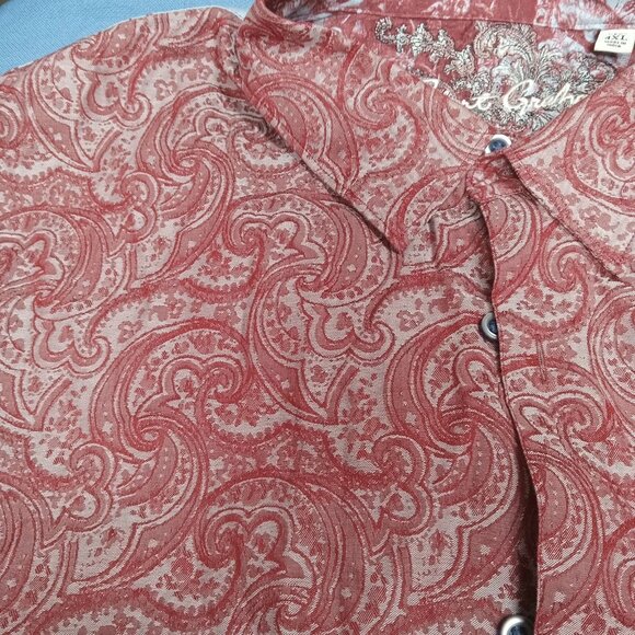 ULTRA RARE Robert Graham RULEVILLE VTG/Y2K LMTD ED? Burgundy/Lt Blue Paisley 4XL - Picture 2 of 7